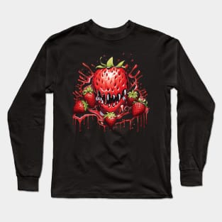 Yummy Fresh Summer Strawberry Fruit Monster Long Sleeve T-Shirt